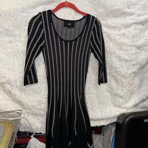 Line Knitwear International Black & White Knit Fit & Flare Sweater Dress